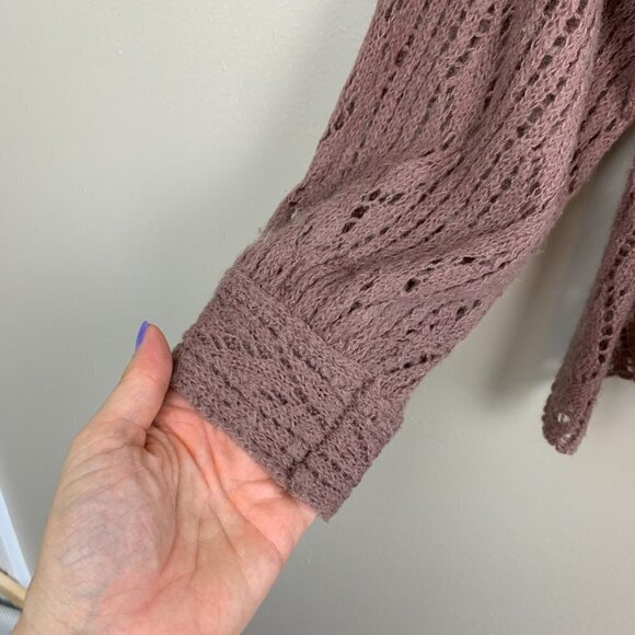 Free People Taupe Open Knit Lightweight Alpaca - Wool Blend Sweater - Small - Picture 2 of 8